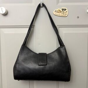 Vintage Fossil Black Leather Shoulder Bag